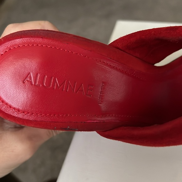 Title: ALUMNAE Style 356 Block Heel Mules in Rosso Red Camoscio - Picture 3 of 6